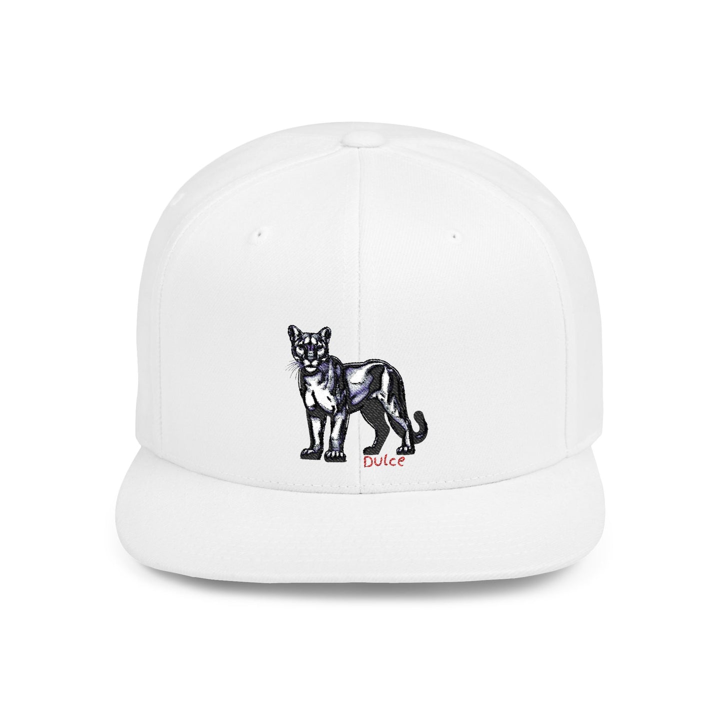 Cougar Dulce Embroidered Flat Bill Snapback Hat - Stylish Design for Casual Wear