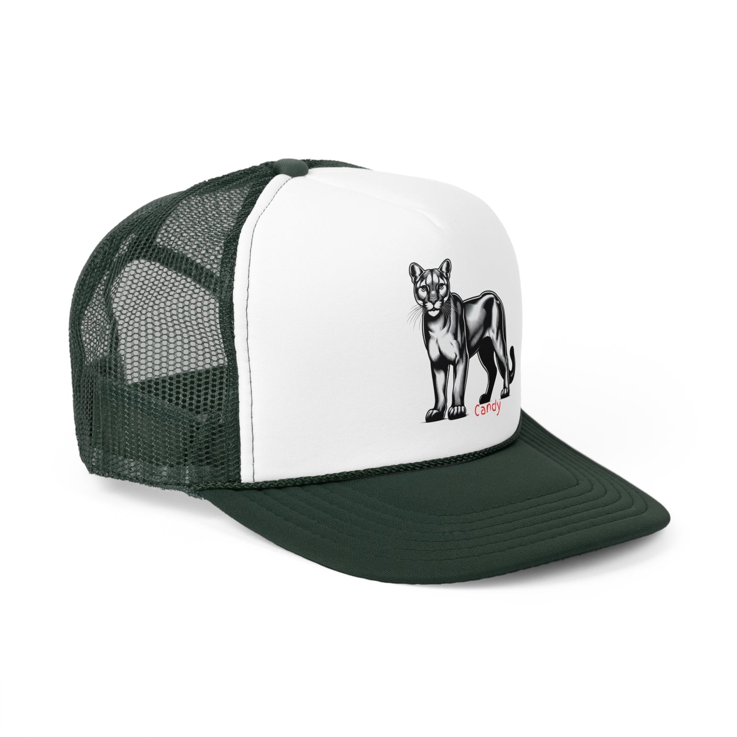 Vintage Panther Trucker Cap - Bold Green & White Design