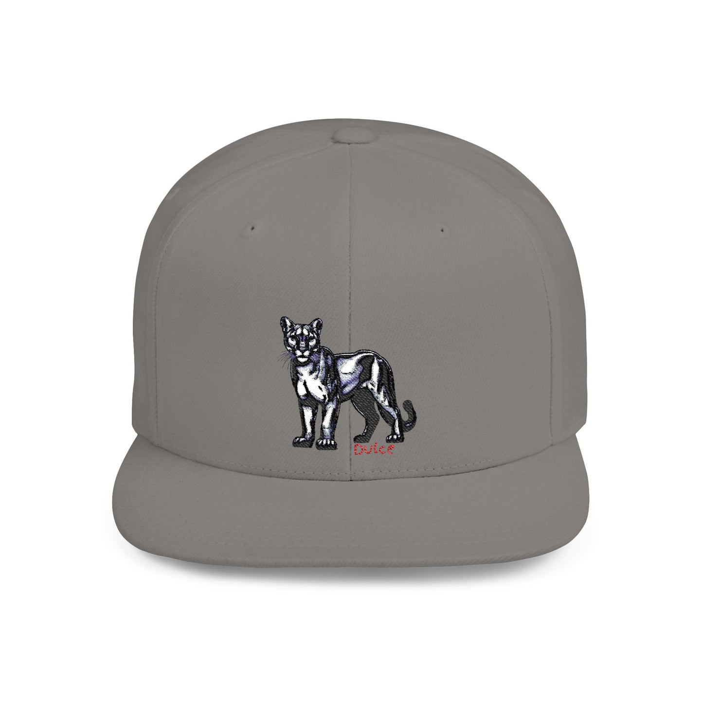 Cougar Dulce Embroidered Flat Bill Snapback Hat - Stylish Design for Casual Wear