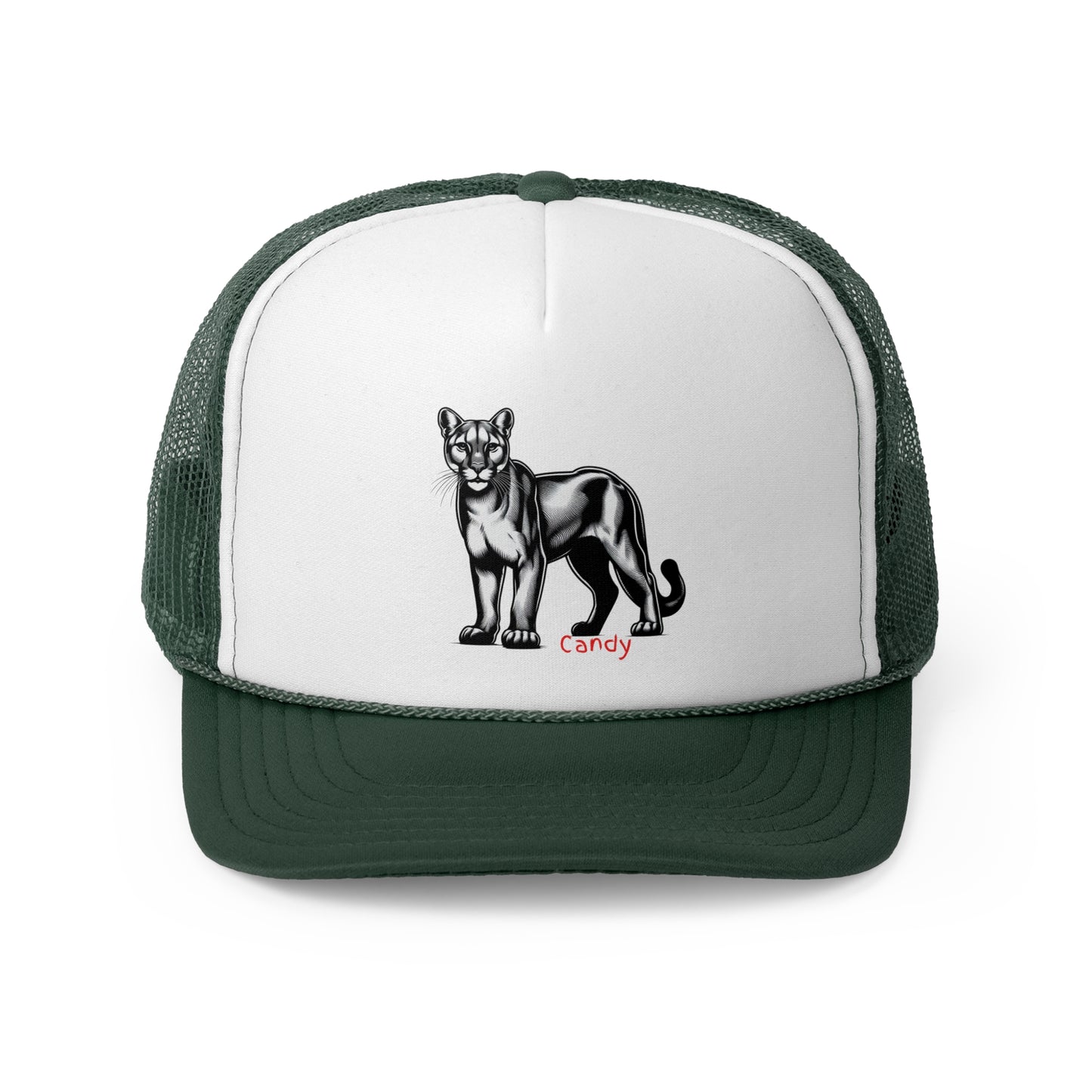 Vintage Panther Trucker Cap - Bold Green & White Design