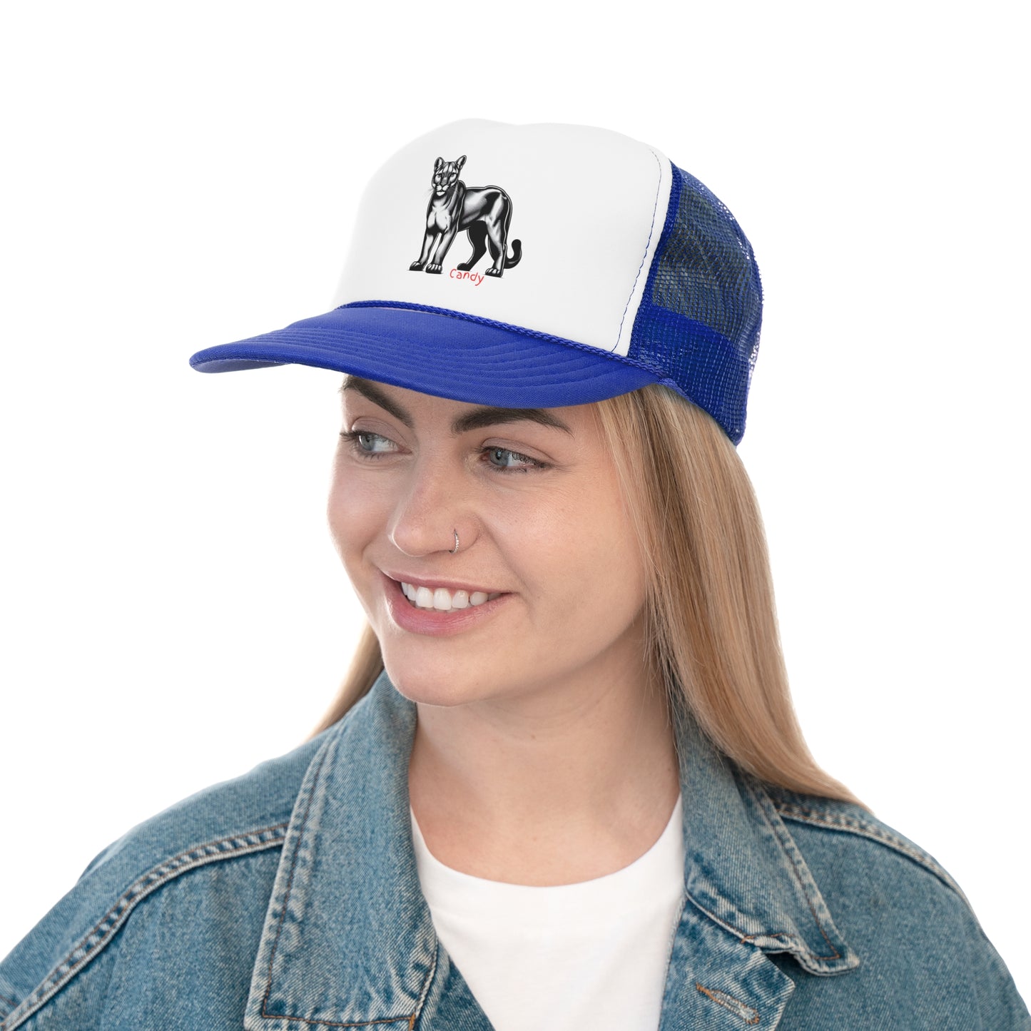 Vintage Panther Trucker Cap - Bold Green & White Design