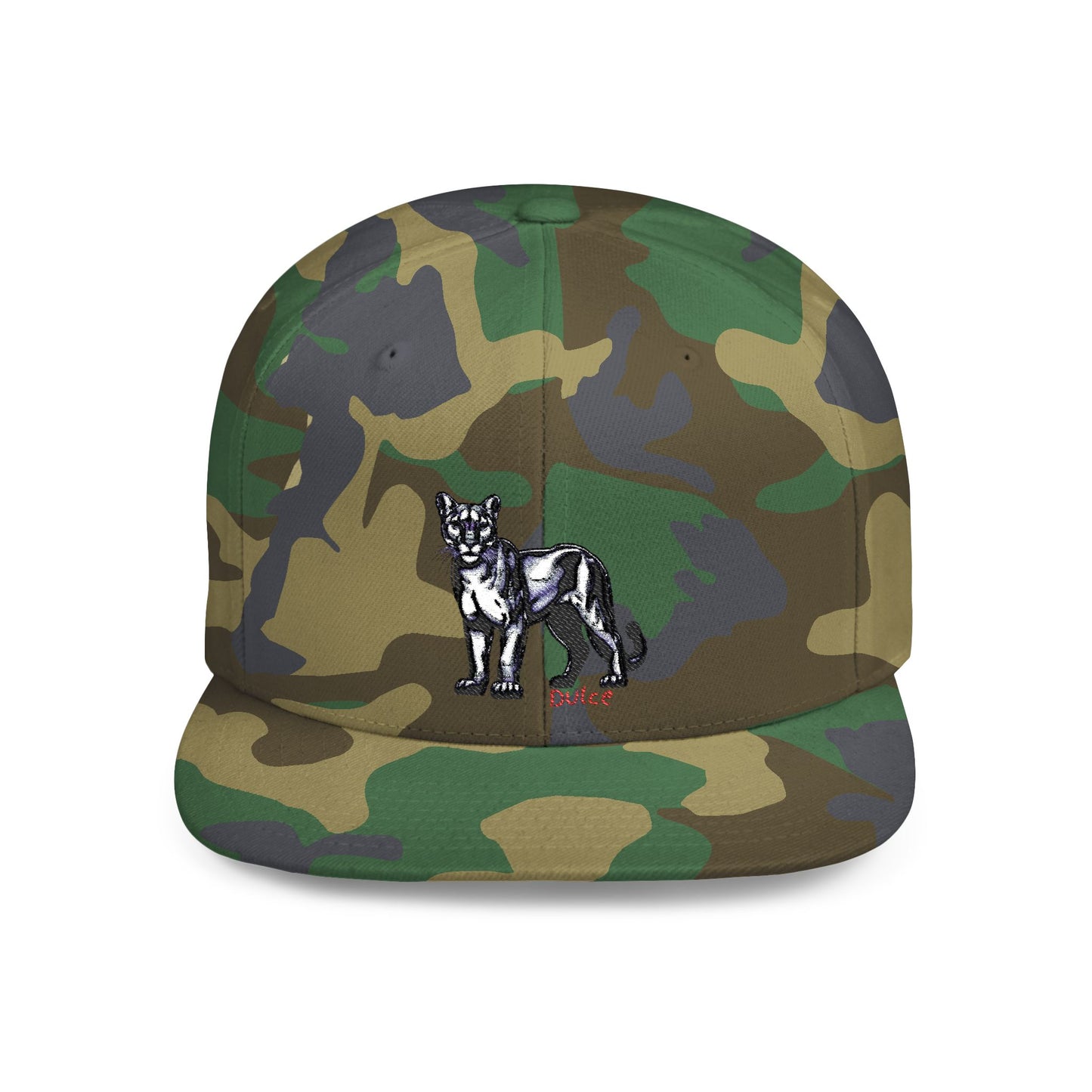 Cougar Dulce Embroidered Flat Bill Snapback Hat - Stylish Design for Casual Wear