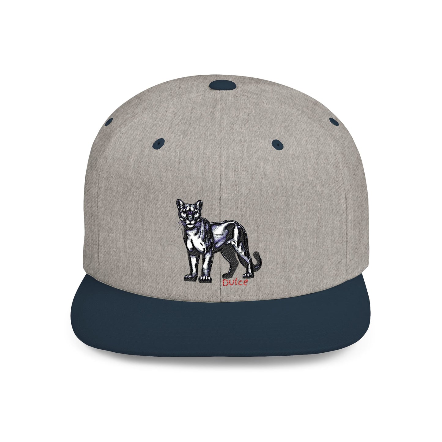 Cougar Dulce Embroidered Flat Bill Snapback Hat - Stylish Design for Casual Wear