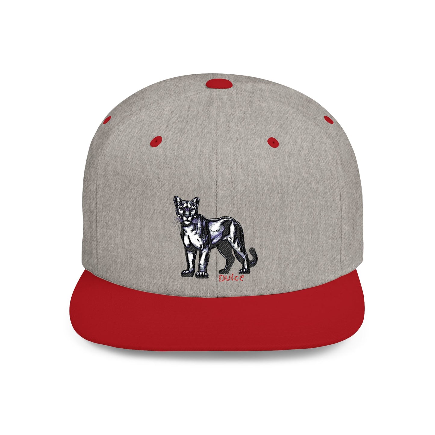 Cougar Dulce Embroidered Flat Bill Snapback Hat - Stylish Design for Casual Wear